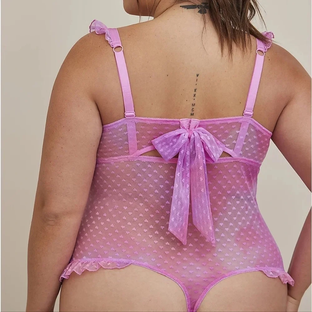 NWT torrid pink and purple mesh bodysuit size 4 - Picture 3 of 6